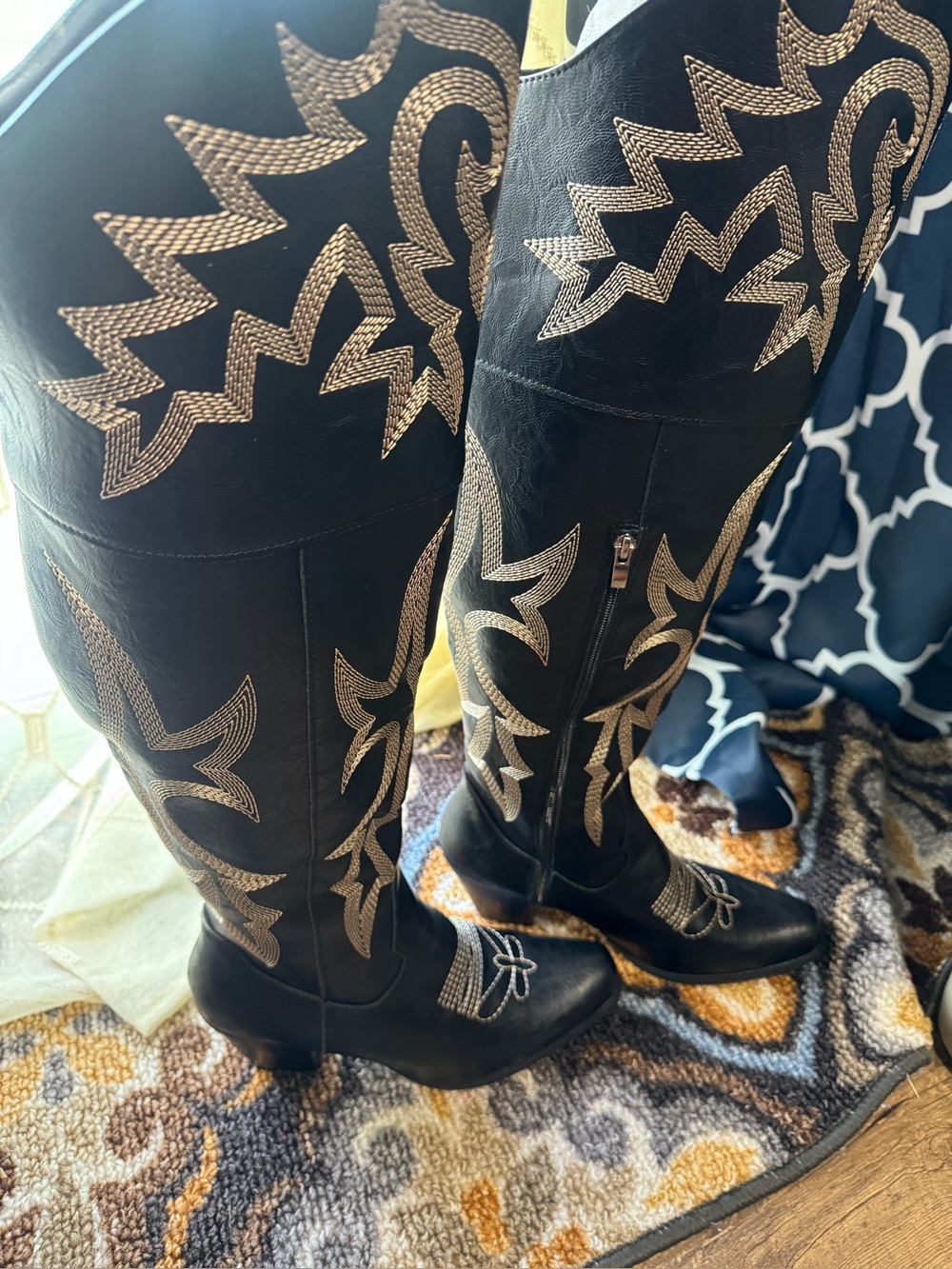 BNIB!  Embellished Over-the-Knee Snip Toe Cowgirl Boots